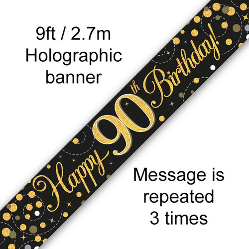Gold Sparkling Fizz Banner Age 90 9ft