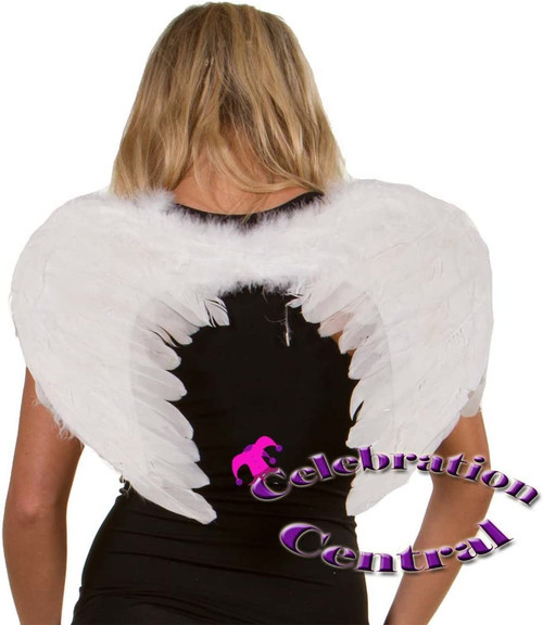 Feathered Angel Wings White 60cm