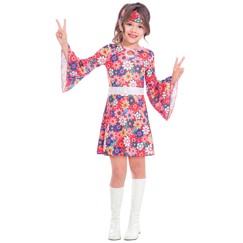 Miss 60s Hippie Girl Age 6 to 8 Years
