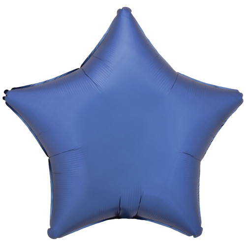 H100 18in Star Foil Balloon Silk Lustre Azure Blue