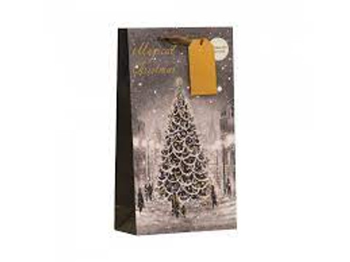 Christmas Tree Scene Double Bottle Bag