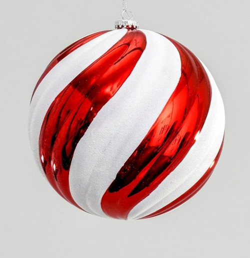 Twill Ball Bauble Decoration Red White 20cm