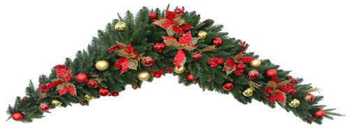 Green Swag 180cm Decorated in Red and Gold 