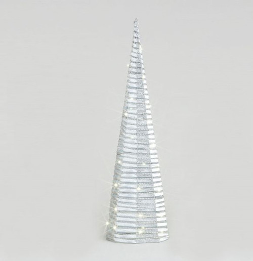 Fabric Cone with LED Silver 80cm