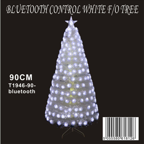 White Fibre optic tree 90cm with bluetooth control