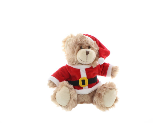 20cm plush sitting bear wearing santa jacket