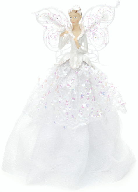 23cm fabric angel tree topper in White