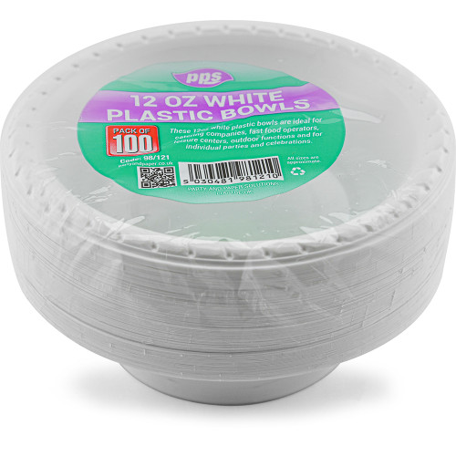 Plastic Bowls Pk100 12oz White