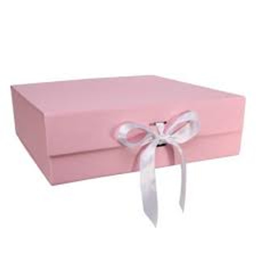 Keepsake Box Baby Pink with Ribbon 22x22x6.5cm