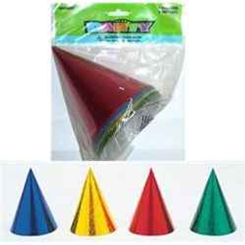 Party Prismatic Hats Pk8 Assorted Colours