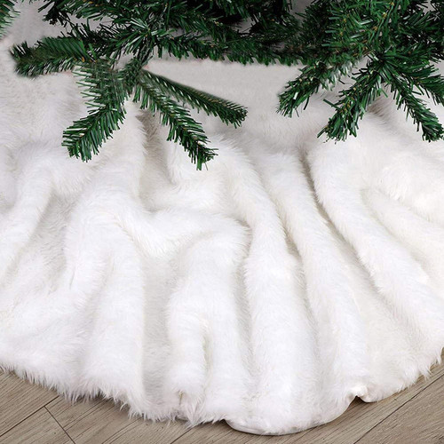 Snow White Faux Fur Christmas Tree Skirt 100cm Diameter