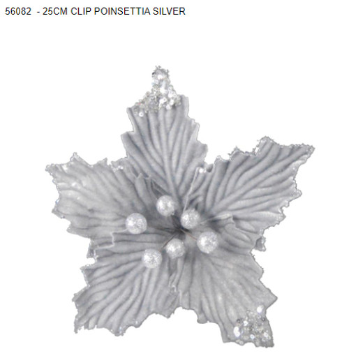 Clip Poinsettia Silver 25cm