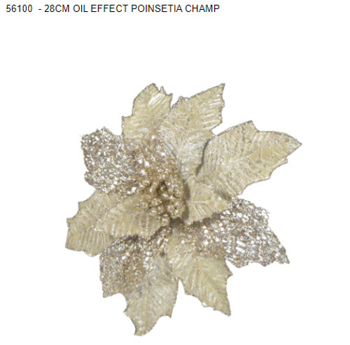 Oil Effect Poinsettia Champagne 28cm