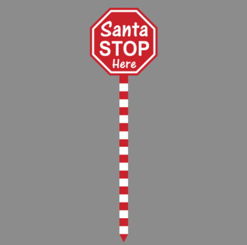 Glitter Santa Stop Yark Stick 16cm x 55.5cm