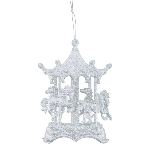 Glitter Carousel Tree Decoration Silver 16cm