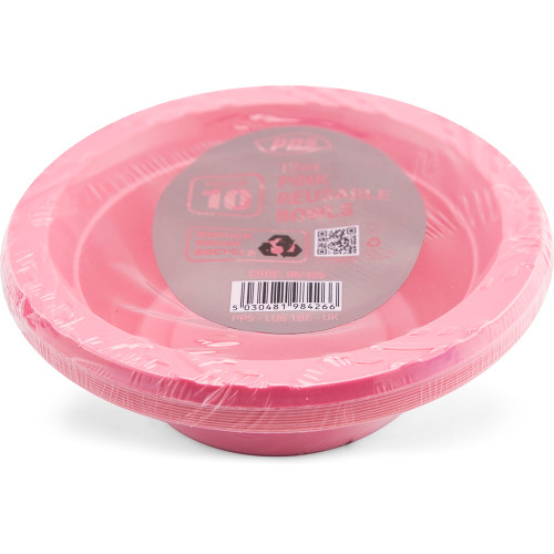 Pink Plastic Bowl 12oz Pk10