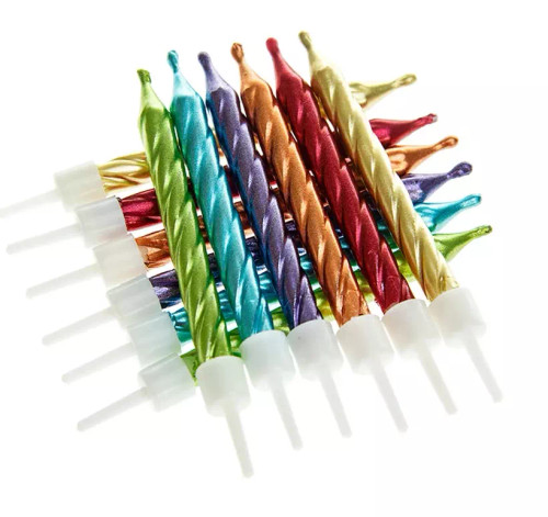 Cake Candles Pk12 Metallic Rainbow