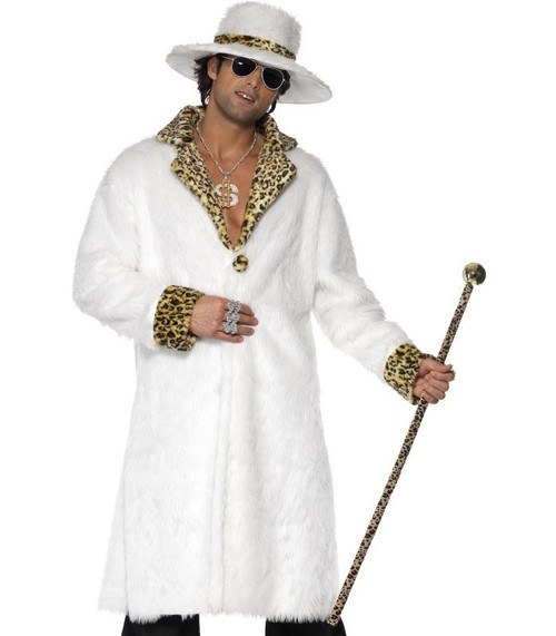 Pimp White Leopard Skin Costume Medium