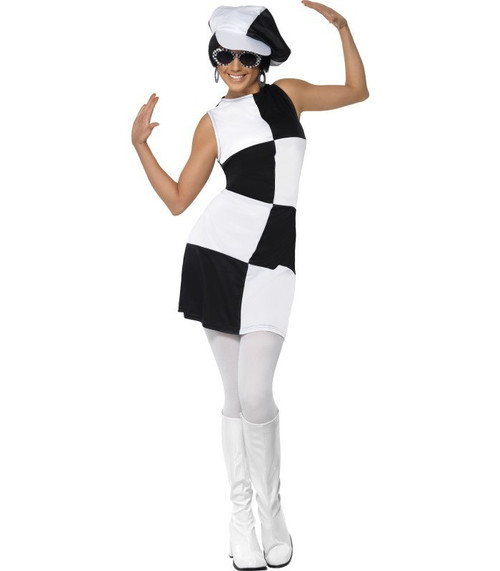60s Party Girl Costume Black White Large