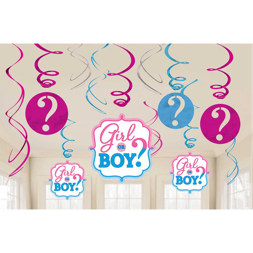 Baby Shower Girl Or Boy Swirl Decorations Pk12