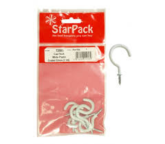 Cup Hook Pk6 White Plastic Coated