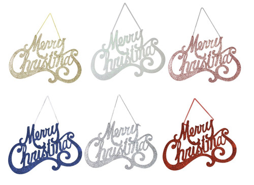 GLITTER MERRY CHRISTMAS SCROLL 25x15cm
