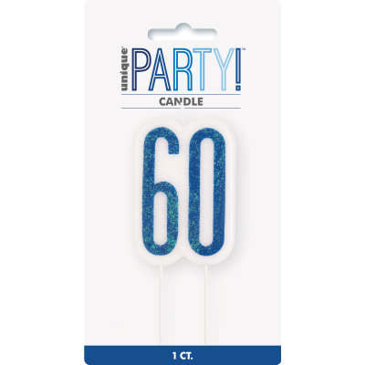 Glitz Blue Birthday Candle Age 60