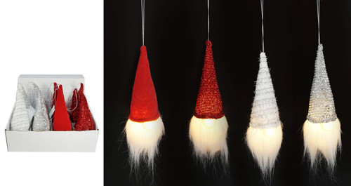 LIGHT UP HANGING GNOME HEAD Choose from 4 assorted styles
