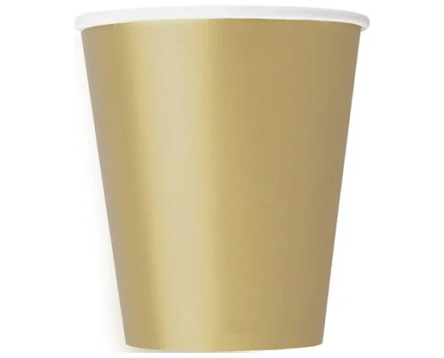 Paper Cups Pk8 270ml Gold 