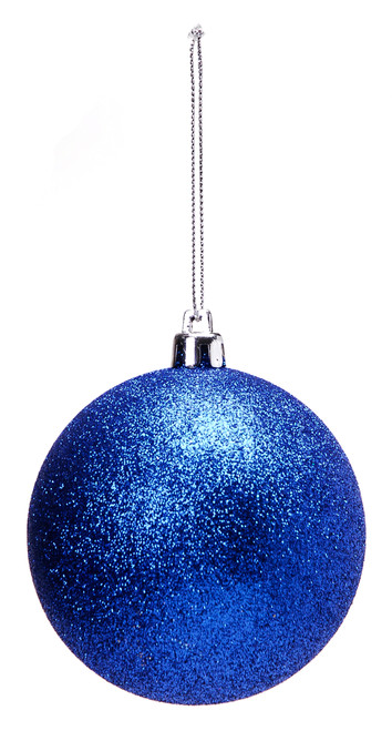 10cm royal blue glitter shatterproof bauble