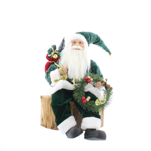 63cm sitting dark green and white santa