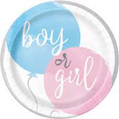 Gender Reveal Plates Pk8 21.9cm