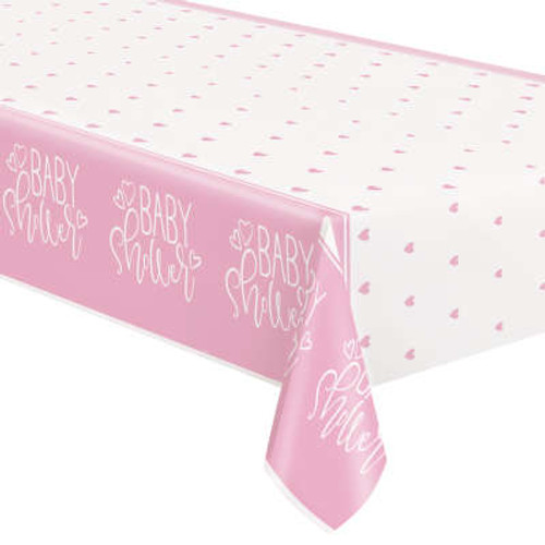 Baby Shower Pink Hearts Rect Tablecover 54x84in