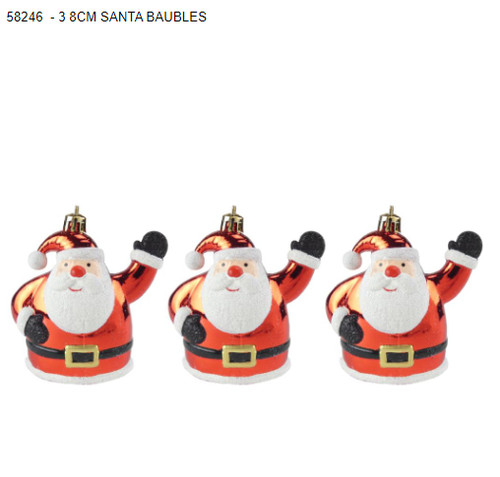 Santa Baubles 8cm Pk3