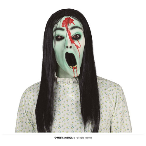 Female Latex Ghost Mask with Hair