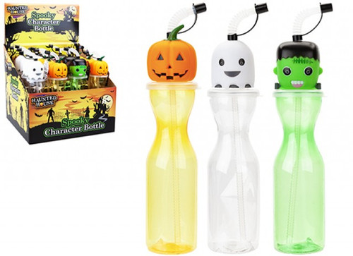 Halloween Plastic Character Bottle 500ml Choice of Green Frankie Orange Pumpkin or White Ghost
