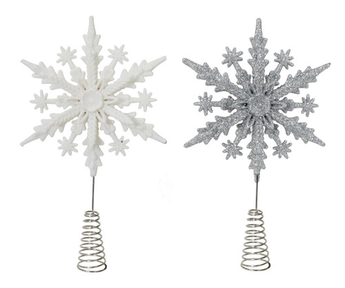 Snowflake Tree Topper 22cm White or Silver