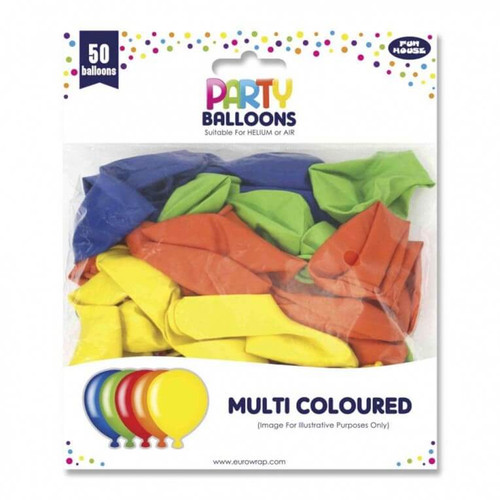 Latex Balloons Assorted Colours Pk50