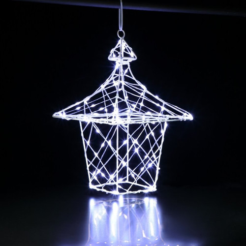 Dickensian Lantern 35cm 90 LEDS White Wicker