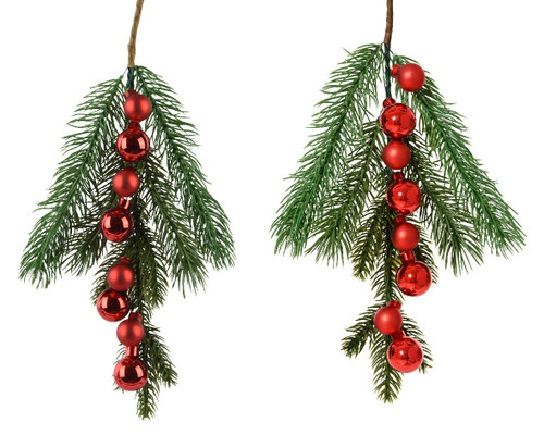 Branch Baubles x8 Choose from Light or dark red