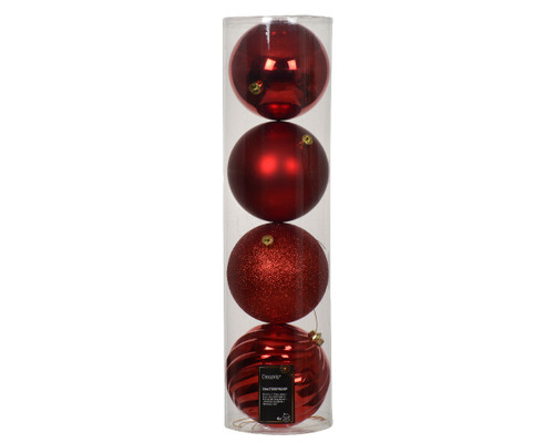 Baubles Red 4x14cm Shatterproof