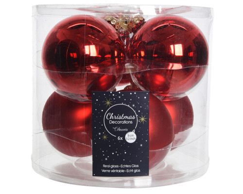 Glass Baubles Red 6x8cm
