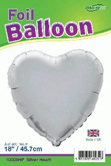 H100 18in Heart Foil Balloon Silver