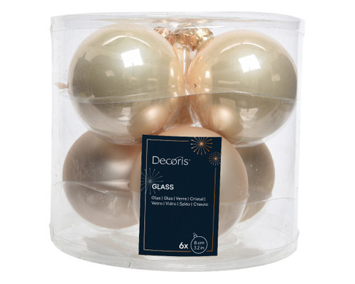 Glass Baubles Pearl 6x8cm