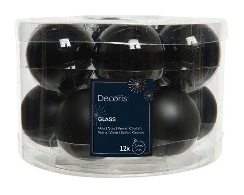 Glass Baubles Black 12x5cm