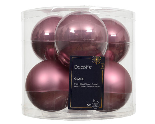 Glass Baubles Vintage Pink 6x8cm