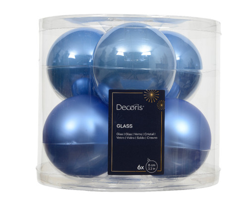 Glass Baubles Sky Blue 6x8cm
