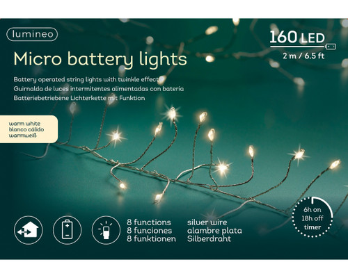 160 LED Micro Wire compact lights BO 8 function twinkle effect outdoor Warm white