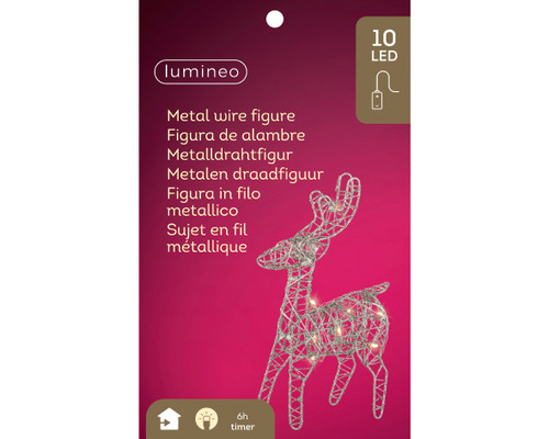 Micro LED reindeer metal steady BO indoor 5x12x21cm