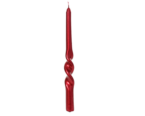 Dinner Candle Metallic Red Tapered Set of 2 25cm